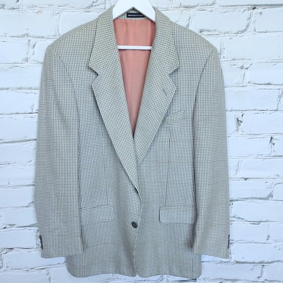 Abraham Moon Vintage Houndstooth Unionmade Silk & Wool Suit Jacket - Picture 1 of 14